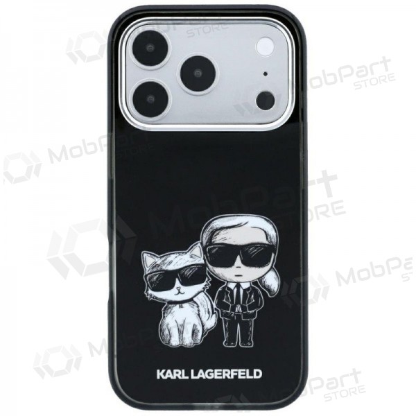 Apple iPhone 18 Pro kotelo - Karl Lagerfeld PU Semi Wrap Smooth Sketch Bodies MagSafe (musta)