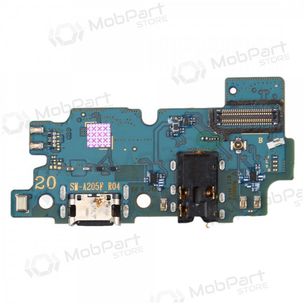 Samsung A205 Galaxy A20 2019 latauspistorasian ja mikrofonin liitin (latausliitin) (service pack) (alkuperäinen)