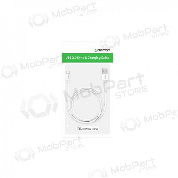 USB kaapeli Ugreen US155 MFi USB to Lightning 2.4A 2.0m valkoinen
