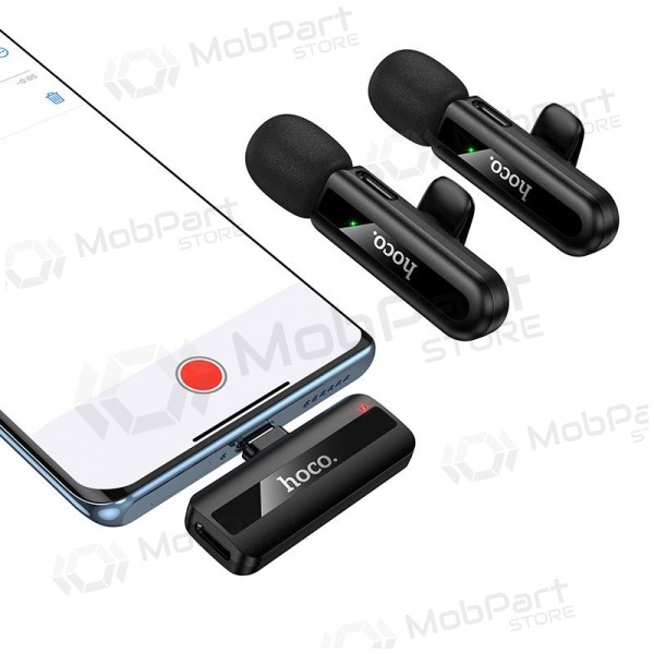 Belaidžių mikrofonų rinkinys Hoco L20A USB-C/Lightning musta
