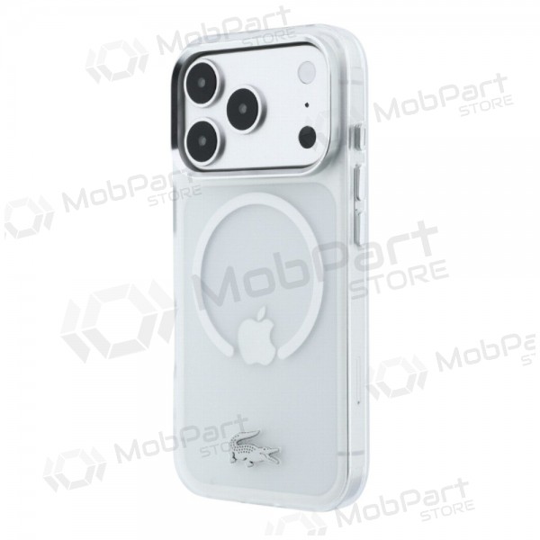 Apple iPhone 18 Pro kotelo - Lacoste IML Frosted Petit Pique Metal Logo MagSafe (läpinäkyvä)
