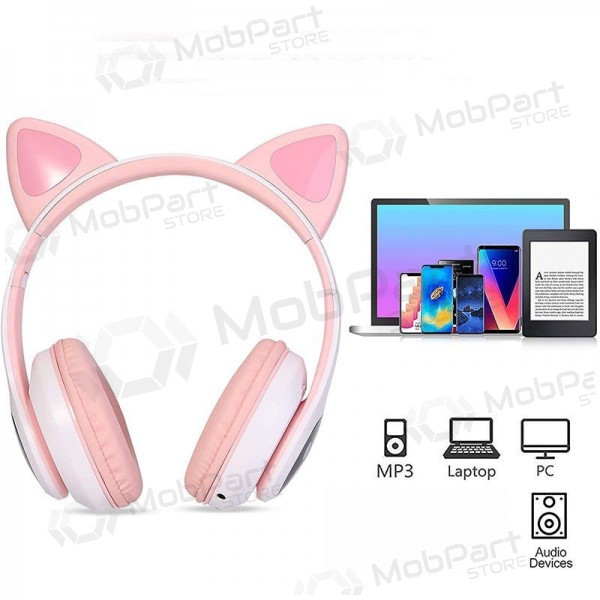 Langattomat Cat Glow -kuulokkeet korvan päällä mikrofonilla USB-C + 3,5 mm