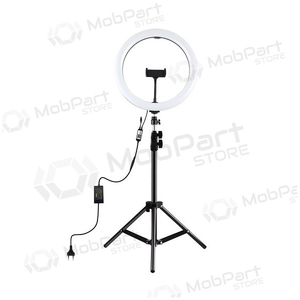 LED žiedinė lamppu 30cm, su trikoju stovu iki 1.1m ja telefono laikikliu LED žiedinė lamppu 30cm, su trikoju stovu iki 1.1m ja telefono laikikliu