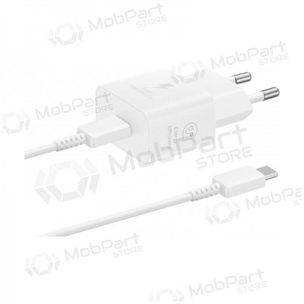 Laturi alkuperäinen Samsung EP-T2510XWEGEU 25W + USB-C kaapeli pakkauksessa valkoinen