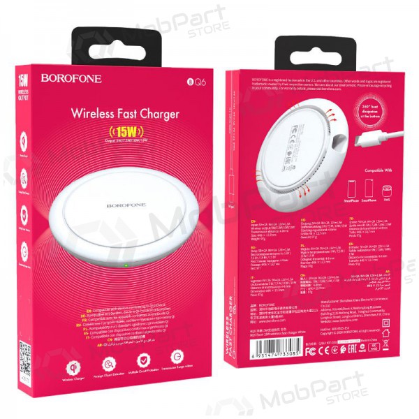 Laturi langaton Borofone BQ6 QC3.0 (15W) (valkoinen)