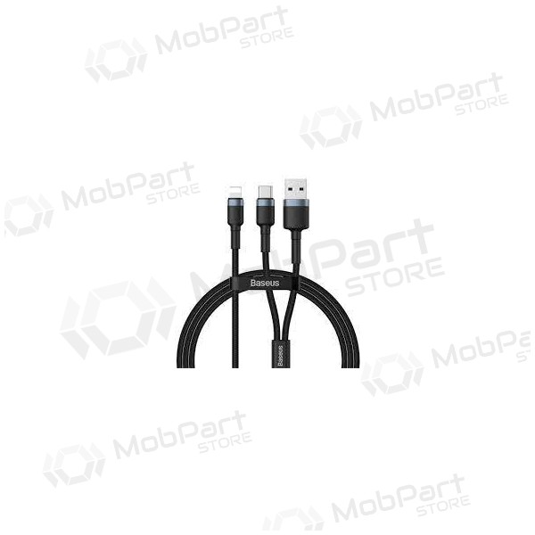 USB kaapeli Baseus Cafule 2in1 Type-C Lightning 20w 1.2m (harmaa-musta) CATKLF-BG1