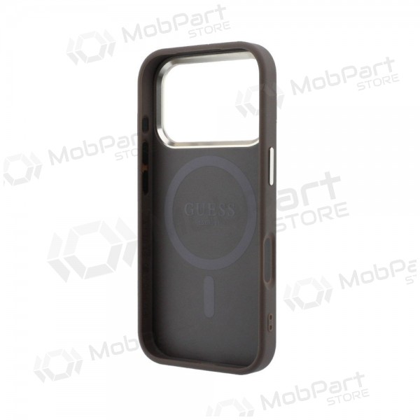 Apple iPhone 18 Pro kotelo - Guess PU Leather 4G Gold Frame MagSafe (ruskea)