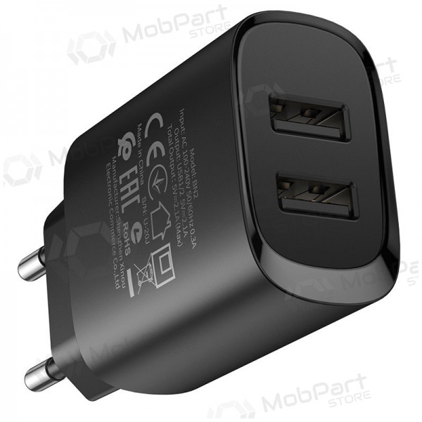 Laturi Borofone BN2 2xUSB 2.1A + Lightning (musta)