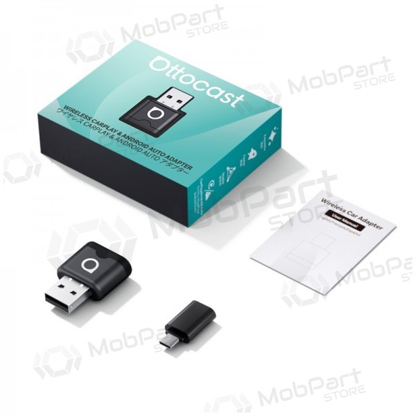 Langaton CarPlay / Android Auto -sovitin Ottocast Mini Aura CA530-T musta