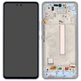 Ekranas Samsung A536 A53 5G 2022 su lietimui jautriu stikliuku ja rėmeliu Awesome Blue OLED (real size)