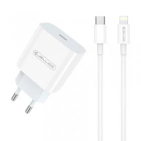 Laturi Jellico AK180 20W USB-C + USB-C to Lightning cable 1.0m valkoinen