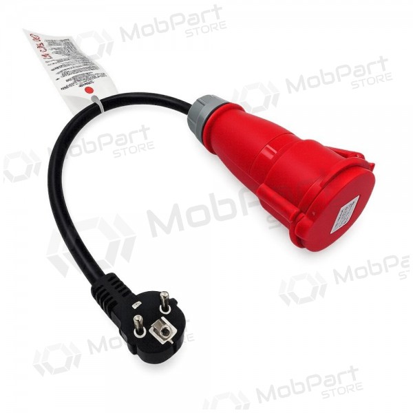 Adapteri Reach CEE 16A 400 V - 220 V Schuko musta