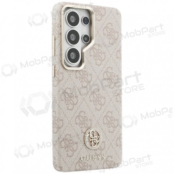 Samsung Galaxy S26 Ultra kotelo - Guess PU Leather 4G Strass Logo Gold Frame Magnetic (vaaleanpunainen)