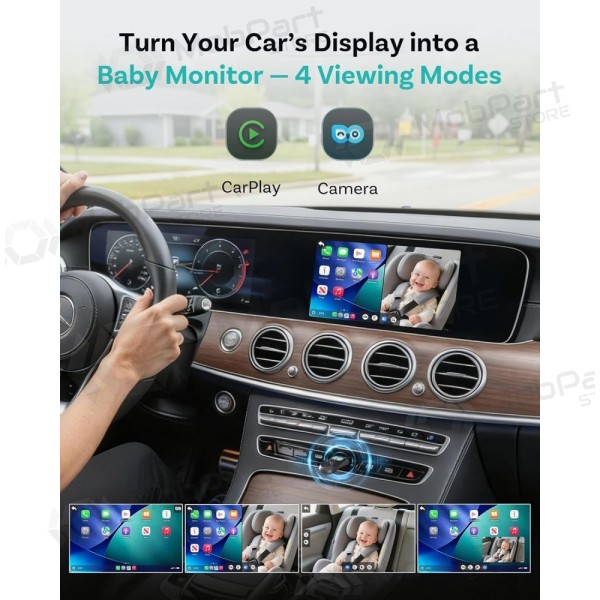 Langaton CarPlay-adapteri Ottocast Cabin Care CA520-T lastenhoitotoiminnolla, musta