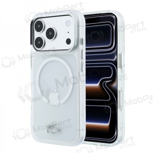 Apple iPhone 18 Pro kotelo - Lacoste IML Frosted Petit Pique Metal Logo MagSafe (läpinäkyvä)