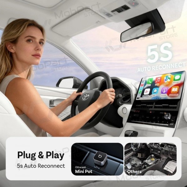 Langaton CarPlay/Android Auto -adapteri Ottocast Mini Cube hopea CP88-T3