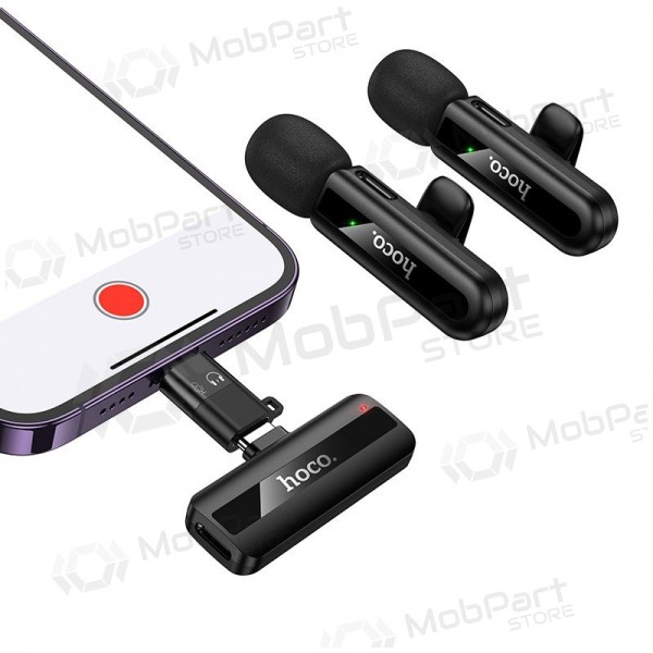 Belaidžių mikrofonų rinkinys Hoco L20A USB-C/Lightning musta