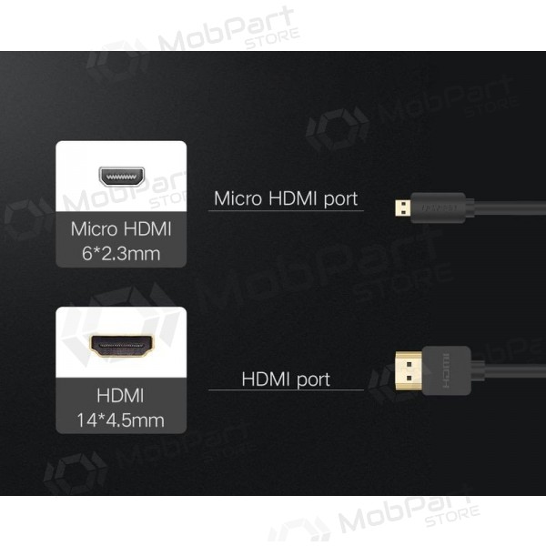 HDMI-kaapeli Ugreen HD127 HDMI–Micro HDMI 1,5 m 4K 60 Hz musta