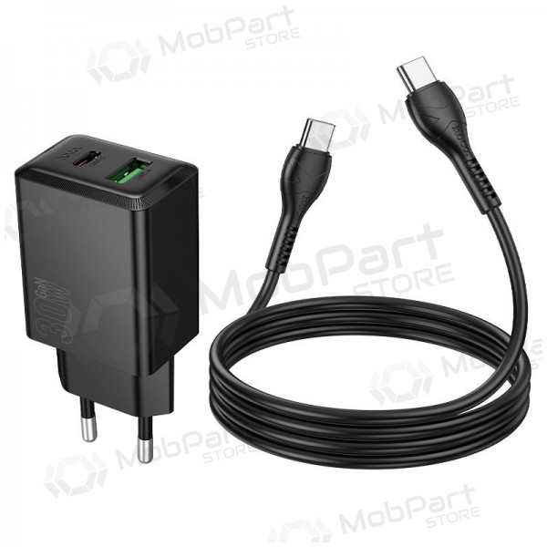 Puhelinlaturi Hoco N71 30 W GaN USB-C + USB-A USB-C-kaapelilla 1 m musta