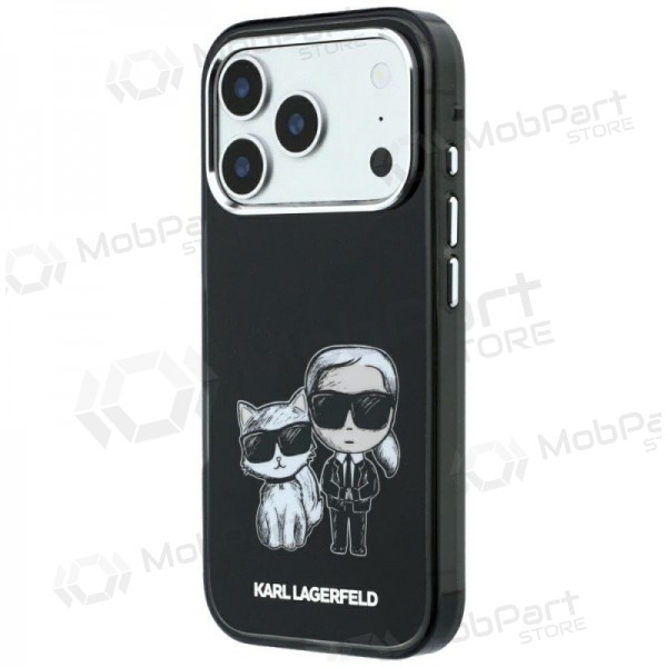 Apple iPhone 18 Pro kotelo - Karl Lagerfeld PU Semi Wrap Smooth Sketch Bodies MagSafe (musta)
