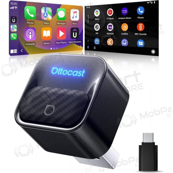 CarPlay-sovitin Ottocast Mini Core langaton Android Auto musta
