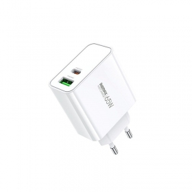 Laturi Remax RP-U125 65W GaN USB-C/USB-A valkoinen
