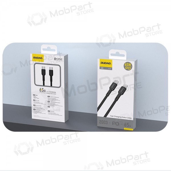 USB-C-kaapeli Dudao L9C USB-C–USB-C 2 m 65 W musta