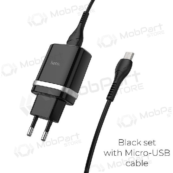 Laturi HOCO C12Q Smart USB + microUSB kaapeli (QC3.0) (musta)