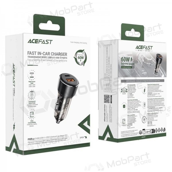 Autolaturi Acefast B12 60W USB-C/USB-A musta