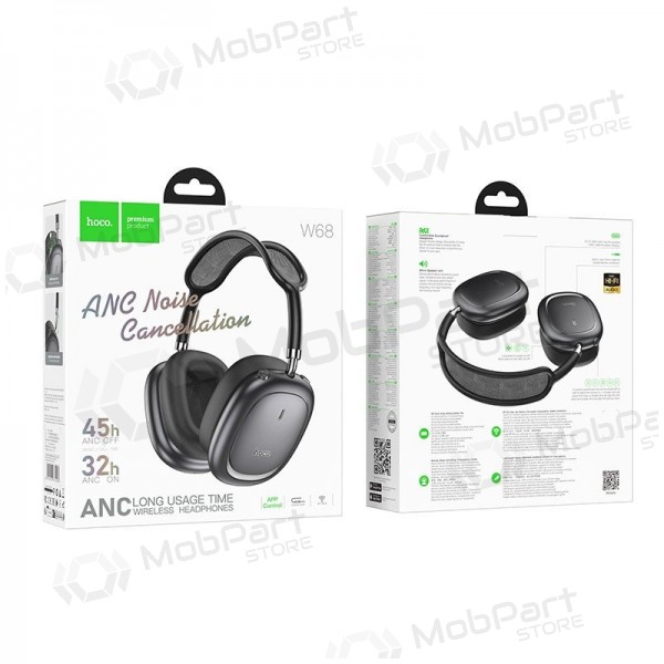Langattomat kuulokkeet mikrofonilla Hoco W68 ANC Bluetooth musta