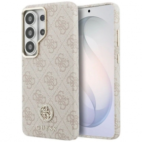 Samsung Galaxy S26 Ultra kotelo - Guess PU Leather 4G Strass Logo Gold Frame Magnetic (vaaleanpunainen)