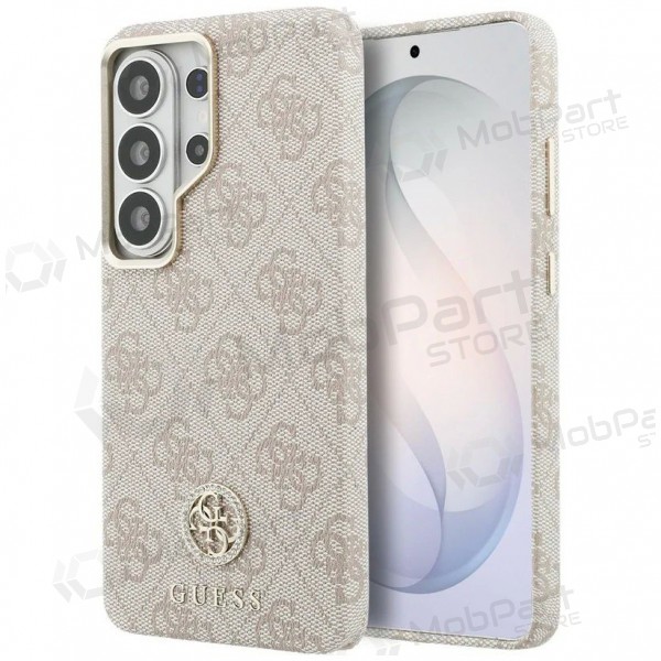 Samsung Galaxy S26 Ultra kotelo - Guess PU Leather 4G Strass Logo Gold Frame Magnetic (vaaleanpunainen)