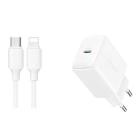 Laturi Joyroom JR-TCF20 USB-C PD20W + USB-C to Lightning cable 1.0m valkoinen