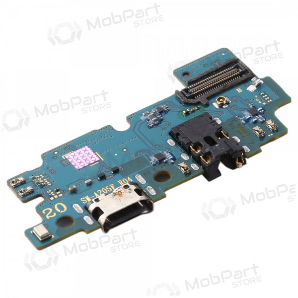 Samsung A205 Galaxy A20 2019 latauspistorasian ja mikrofonin liitin (latausliitin) (service pack) (alkuperäinen)