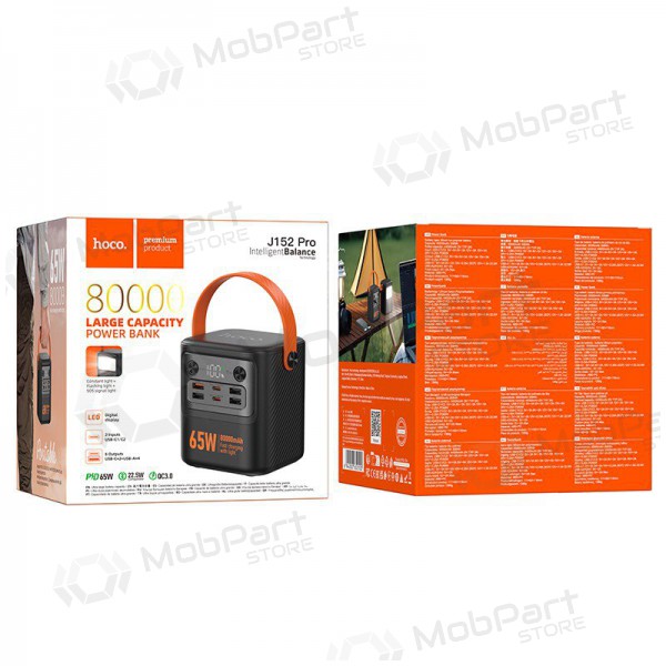Ulkoinen paristo Power Bank Hoco J152 Pro PD65W 80000mAh musta