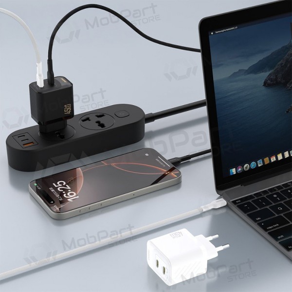 Puhelimen laturi Dudao A28P 45 W GaN 2x USB-C musta