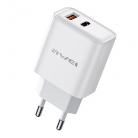Laturi Awei PD81-EU USB-A/USB-C valkoinen