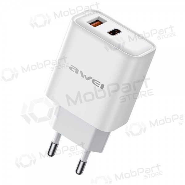 Laturi Awei PD81-EU USB-A/USB-C valkoinen