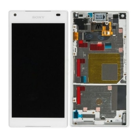 Sony E5803 / E5823 Xperia Z5 Compact näyttö (valkoinen) (kehyksellä) (käytetty grade A, alkuperäinen)