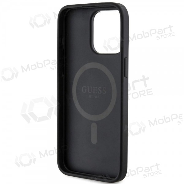 Apple iPhone 15 Pro Max kotelo - Guess PU Leather 4G Colored Ring MagSafe (musta)