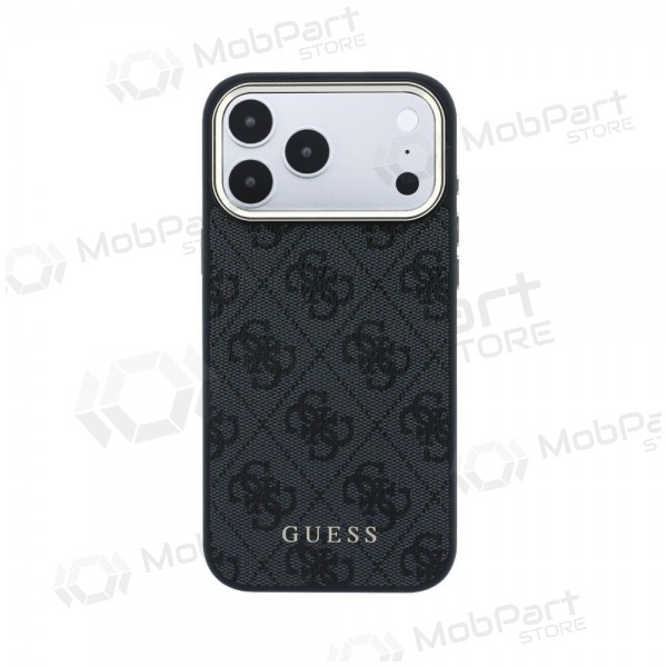 Apple iPhone 18 Pro kotelo - Guess PU Leather 4G Gold Frame MagSafe (musta)