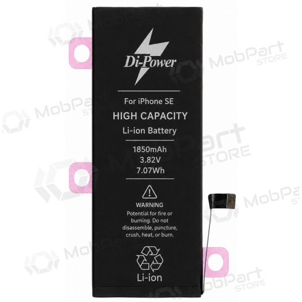 Apple iPhone SE (2016) akku, Di-Power 1850 mAh (suurempi kapasiteetti)