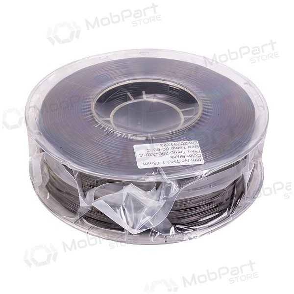3D spausdinimo plastikas TPU, 1.75mm, 1kg, musta 3D spausdinimo plastikas TPU, 1.75mm, 1kg, musta