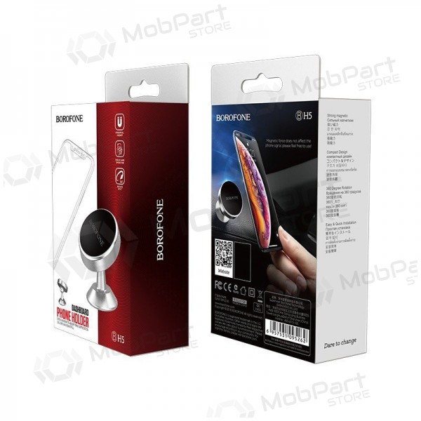 Automobilinis Yleinen telefono laikiklis Borofone BH5 Platinum, tvirtinamas ant prietaisų skydelio, magnetinis