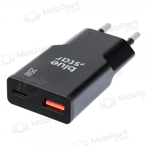 Puhelimen laturi Blue Star Slim 25 W GaN USB-C + USB-A musta