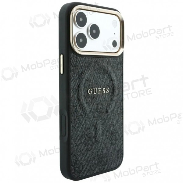 Apple iPhone 18 Pro Max kotelo - Guess PU Leather 4G Gold Frame Embossed MagSafe (musta)