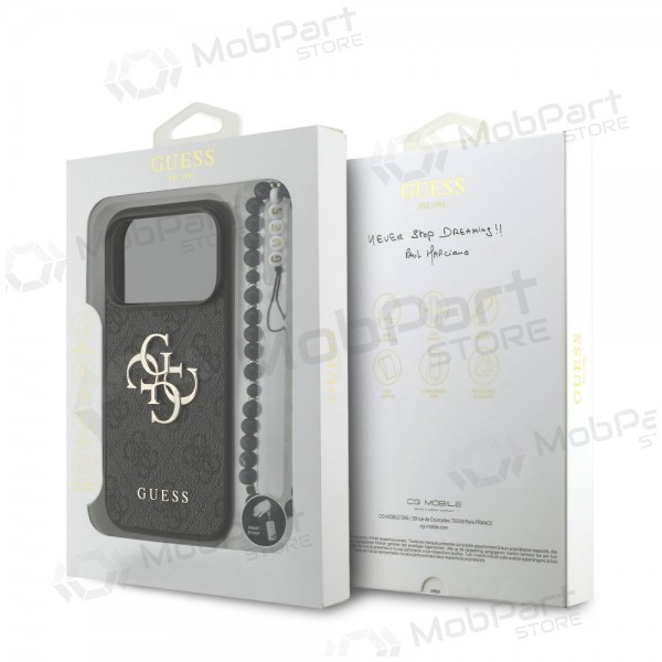 Apple iPhone 17 Pro - Guess PU 4G Metal Logo Strap -kotelo (musta)