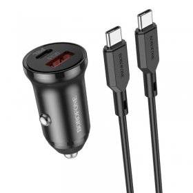 Laturi automobilinis Borofone BZ18A USB-A/Type-C PD20W+QC3.0 + Type-C (musta)