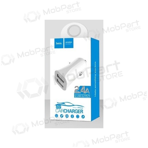 Autolaturi HOCO Z12 Elite Dual USB (5V 2.4A) (valkoinen)