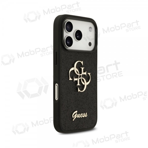 Apple iPhone 18 Pro kotelo - Guess PU Fixed Glitter 4G Metal Logo (musta)